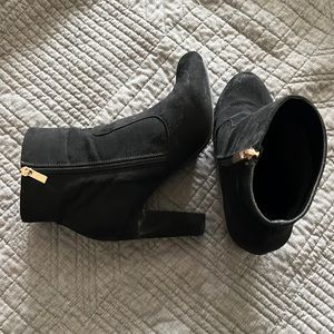 Bamboo Black Suede, Chunky Heel Bootie, size 10